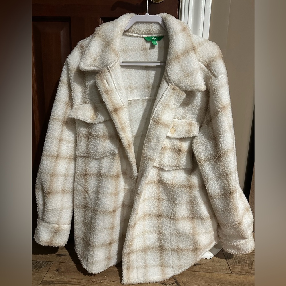 Cream and White Fuzzy Jacket